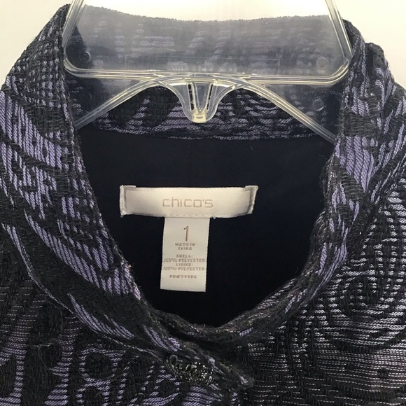 Chico’s Women’s Muse Paisley Button-Up Blazer Jacket Career Black/Purple Size 2 - Picture 5 of 11